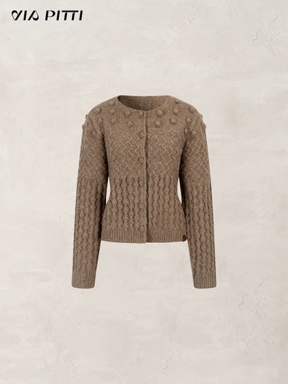 VIA PITTI V25AK056 Three-dimensional pom-pom loose knit sweater