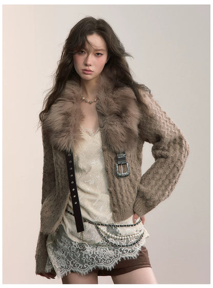 VIA PITTI V25AK056 Three-dimensional pom-pom loose knit sweater