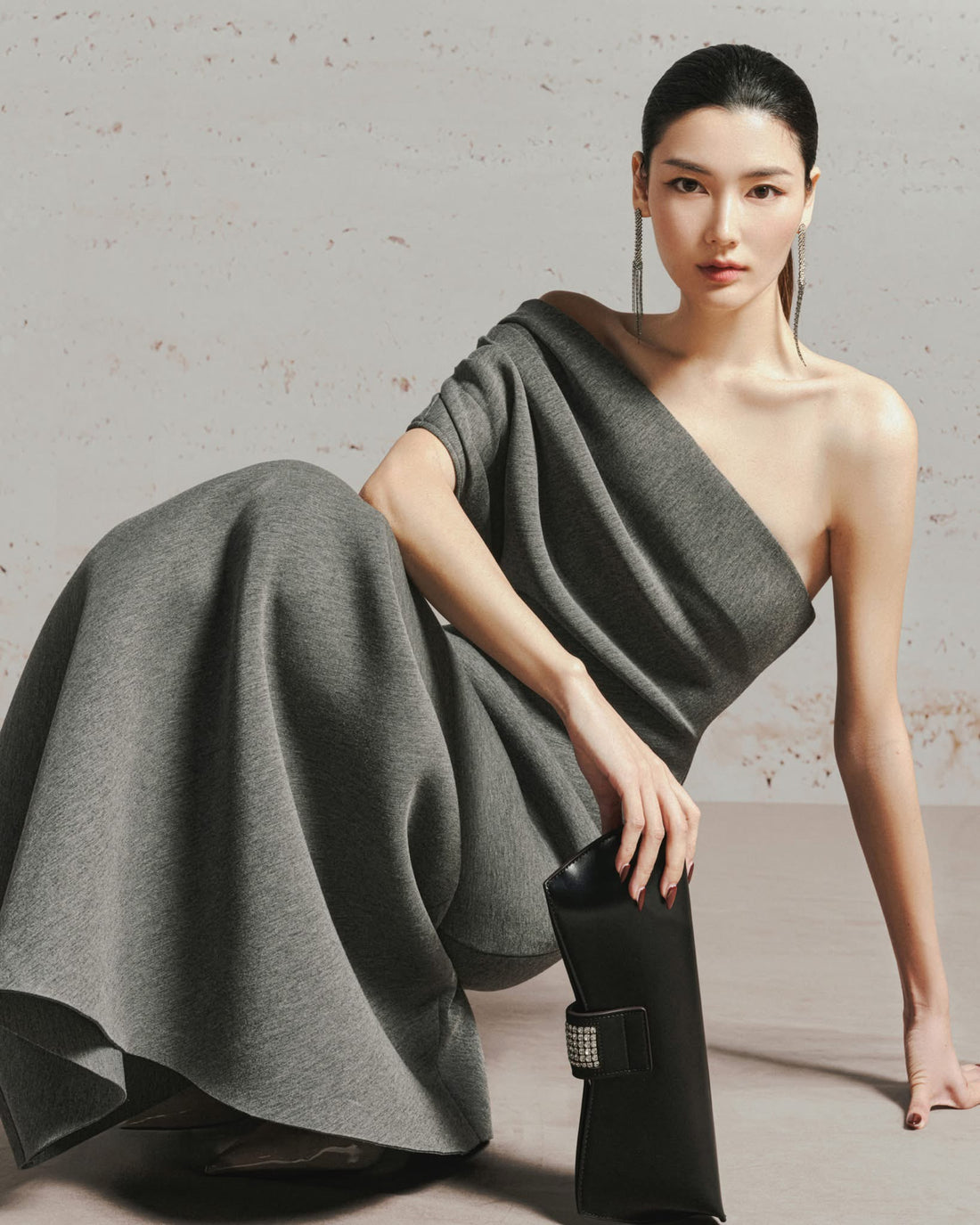 LANE JT VESTALIA ONE-SHOULDER LONG DRESS