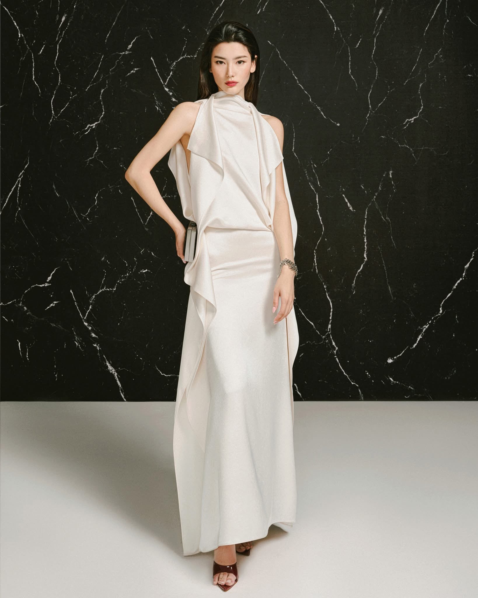 LANE JT ASTRA BACKLESS SILK DRESS