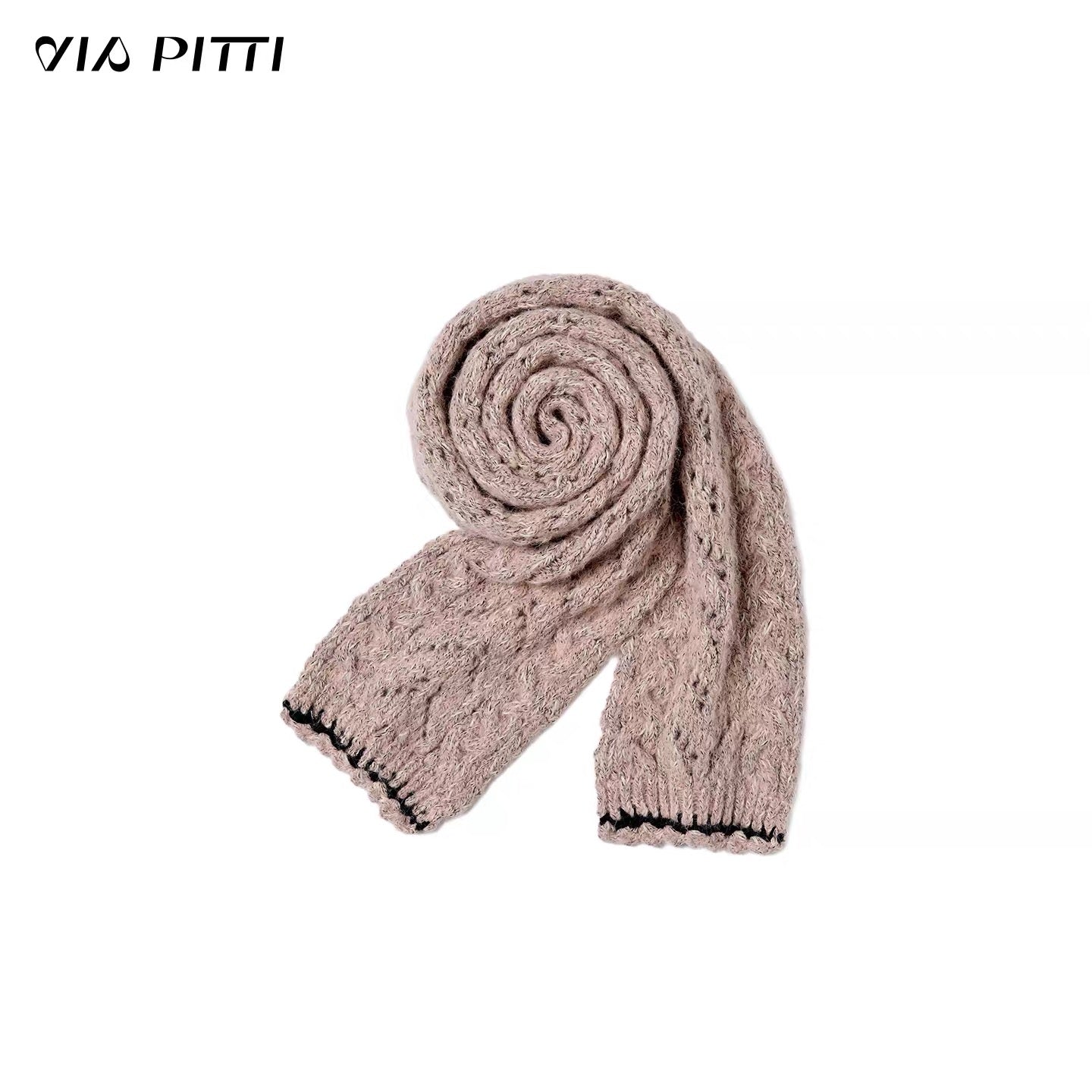 VIA PITTI VIADK620&amp;VIADK646 Bull horn button loose sweater jacket + scarf set