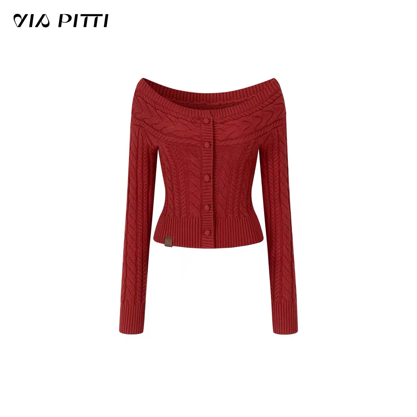 VIA PITTI VIADK618 Off shoulder round neck two in one short twisted flower sweater