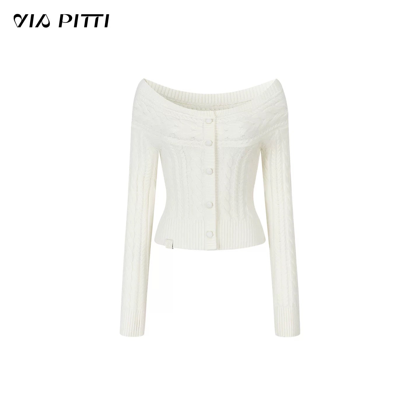 VIA PITTI VIADK618 Off shoulder round neck two in one short twisted flower sweater