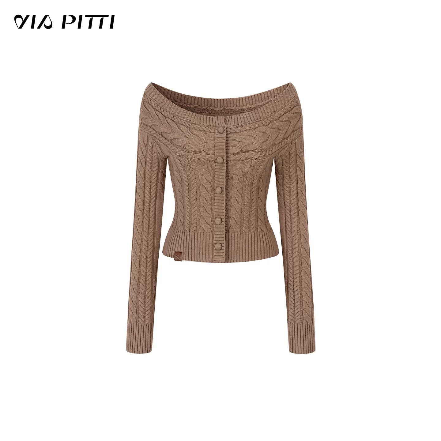 VIA PITTI VIADK618 Off shoulder round neck two in one short twisted flower sweater