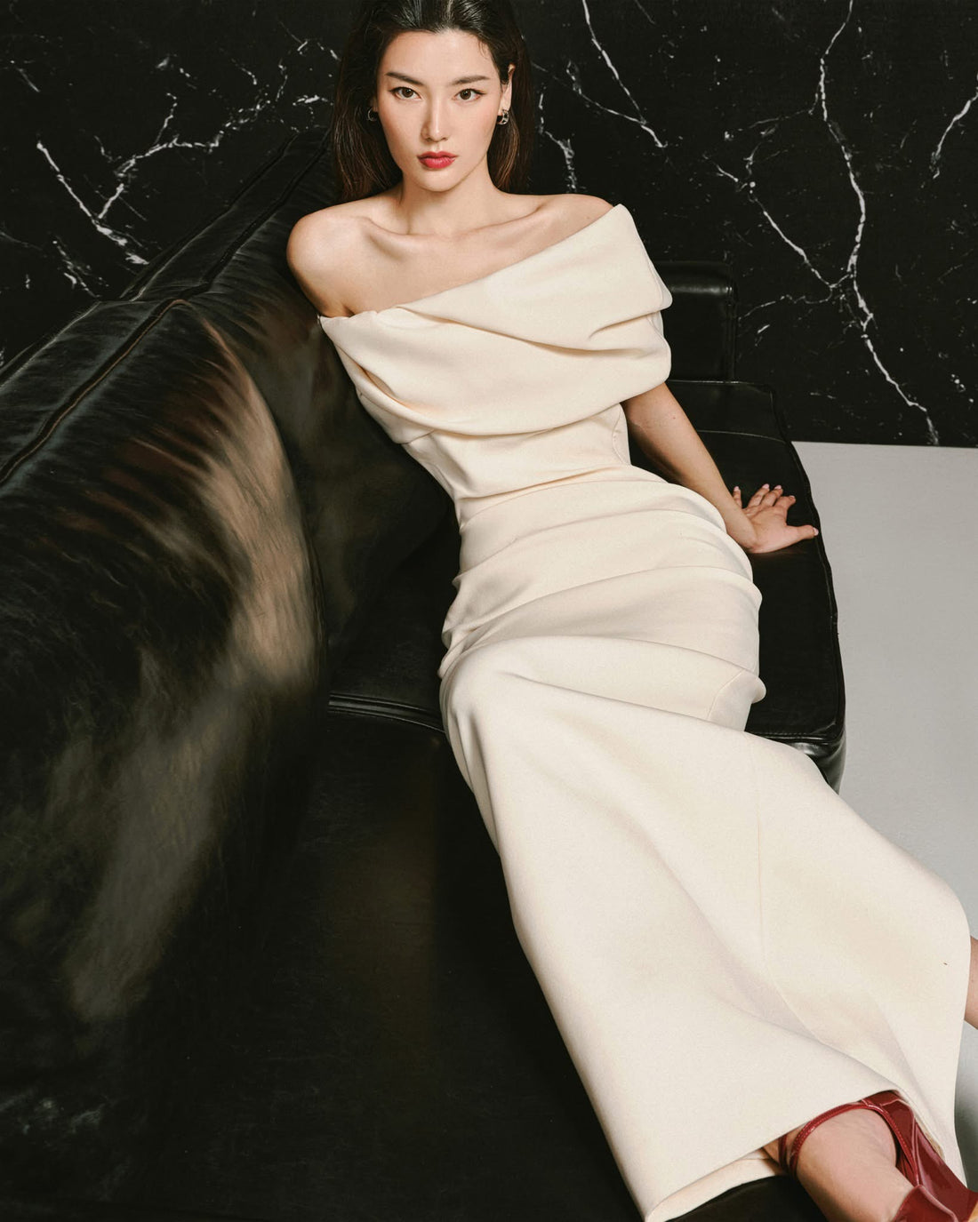 LANE JT BENITA OFF SHOULDER LONG DRESS