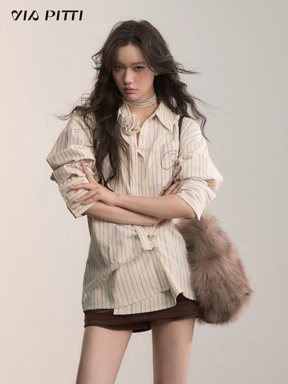 VIA PITTI VIADTP597 Two in one waist belt choker striped shirt