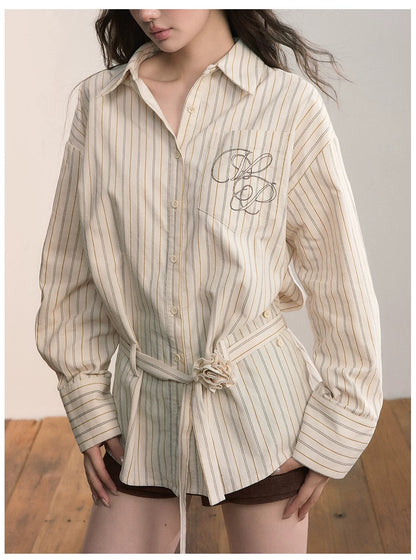 VIA PITTI VIADTP597 Two in one waist belt choker striped shirt