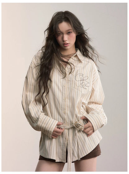 VIA PITTI VIADTP597 Two in one waist belt choker striped shirt