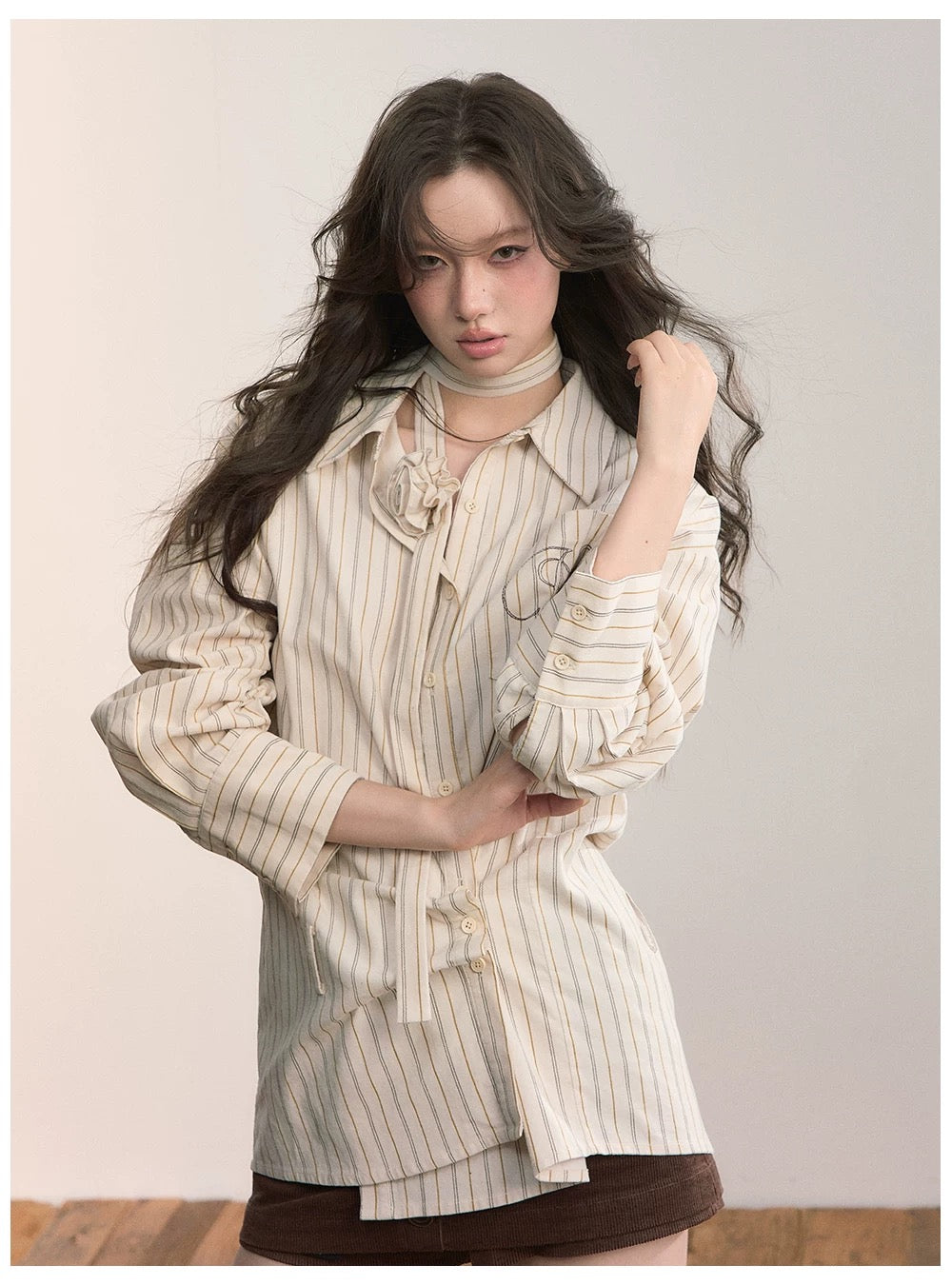 VIA PITTI VIADTP597 Two in one waist belt choker striped shirt