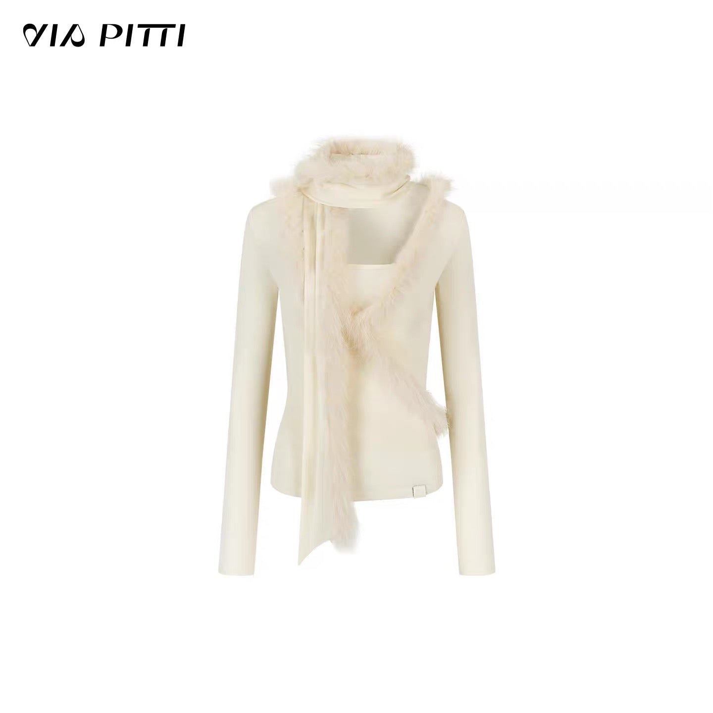 VIA PITTI VIADTP629 Two piece set of spliced plush knitted sweater and scarf
