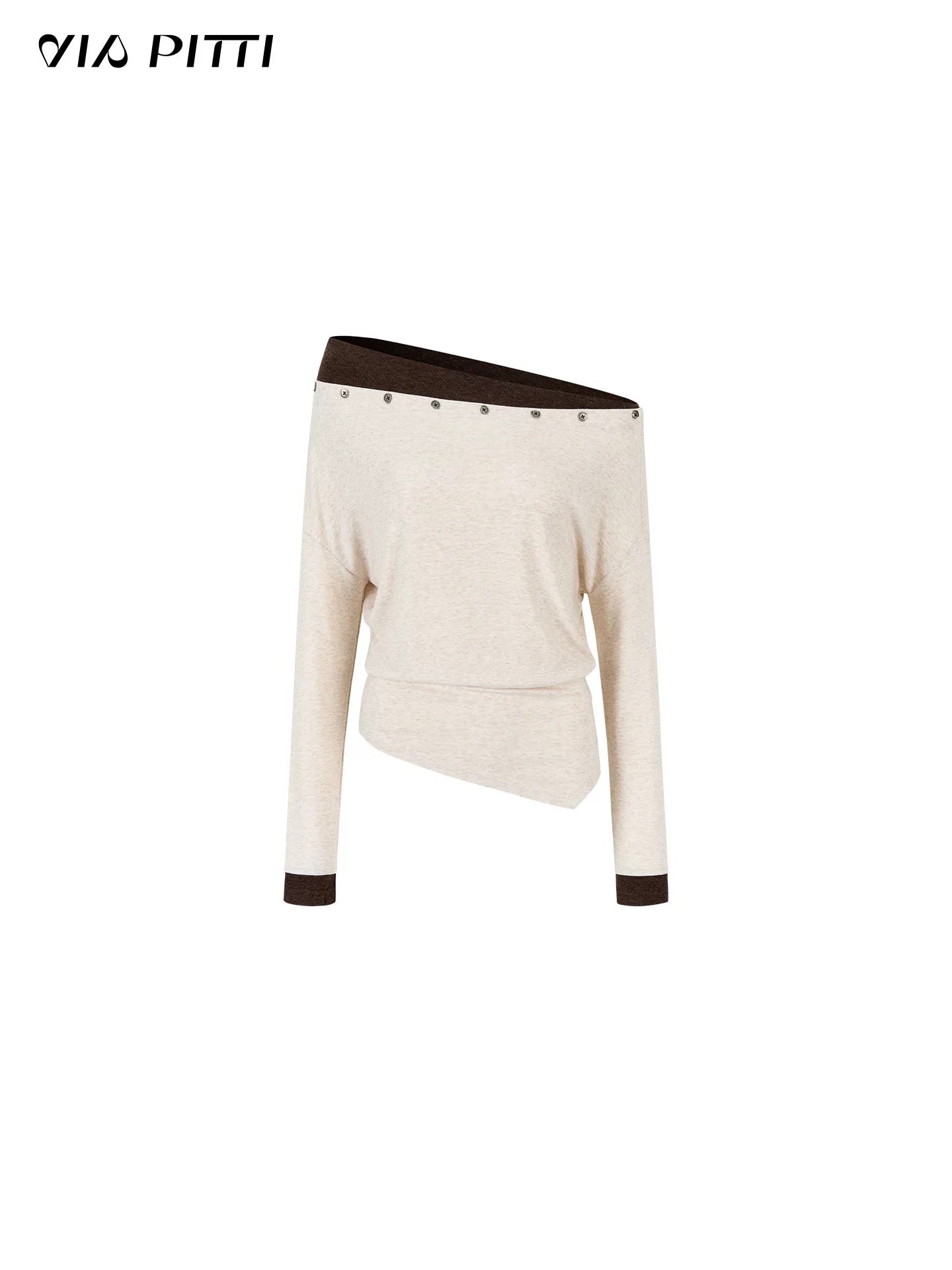 VIA PITTI VIADTP624 Off shoulder irregular suspender knitted sweater