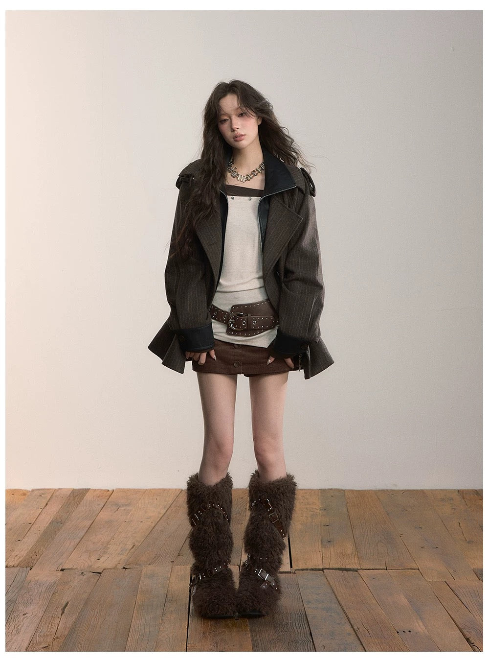 VIA PITTI VIADTP624 Off shoulder irregular suspender knitted sweater