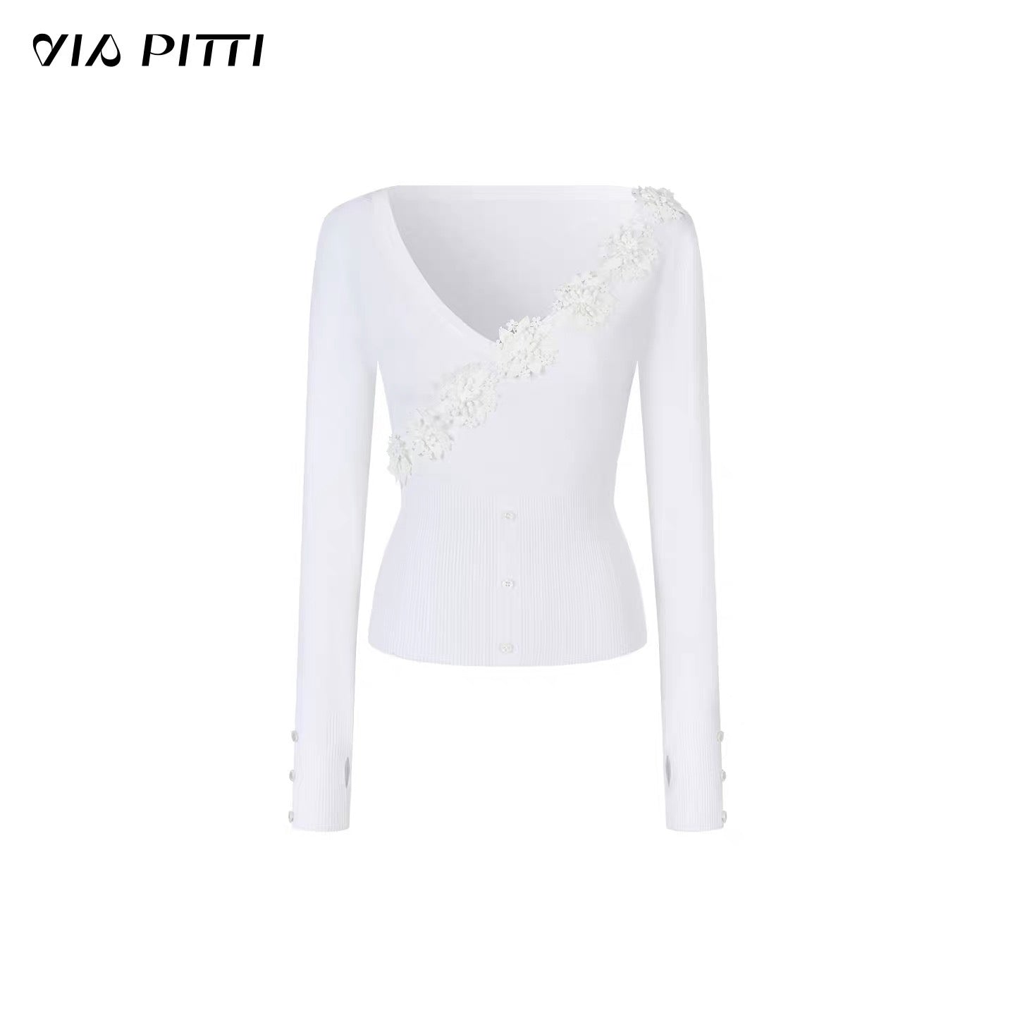VIA PITTI VIADK655 3D flower waist cinching T-shirt