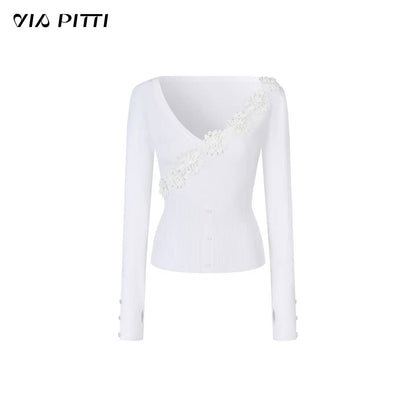 VIA PITTI VIADK655 3D flower waist cinching T-shirt