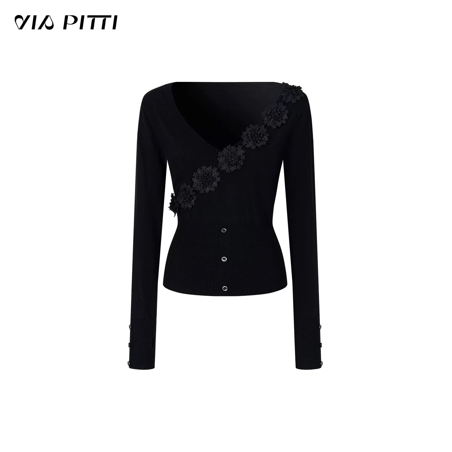 VIA PITTI VIADK655 3D flower waist cinching T-shirt