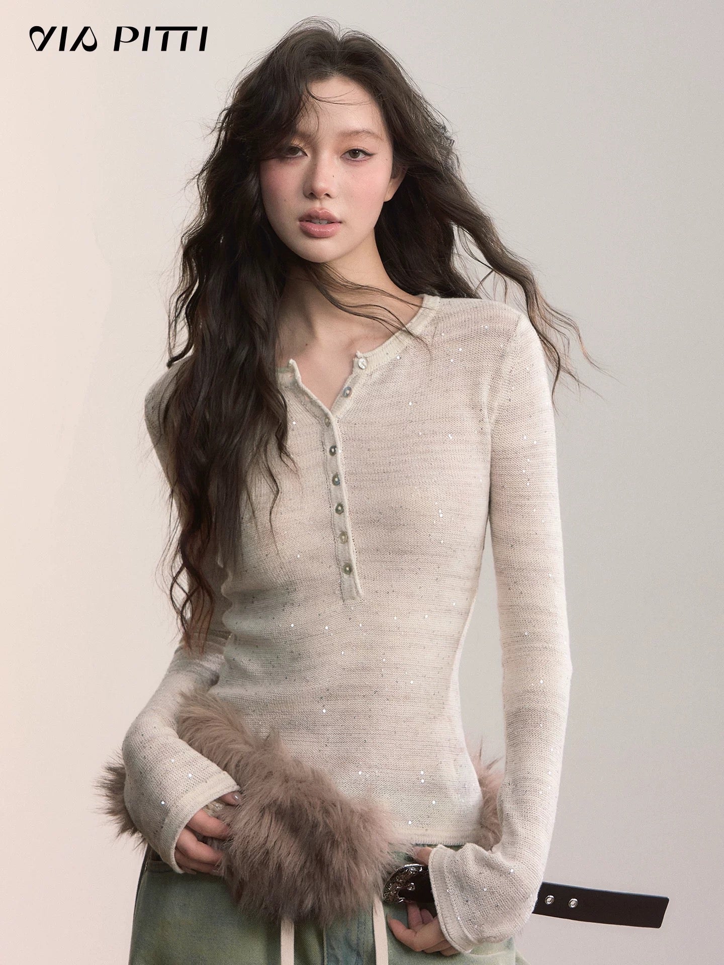 VIA PITTI VIADK619 Sparkling slim knit top