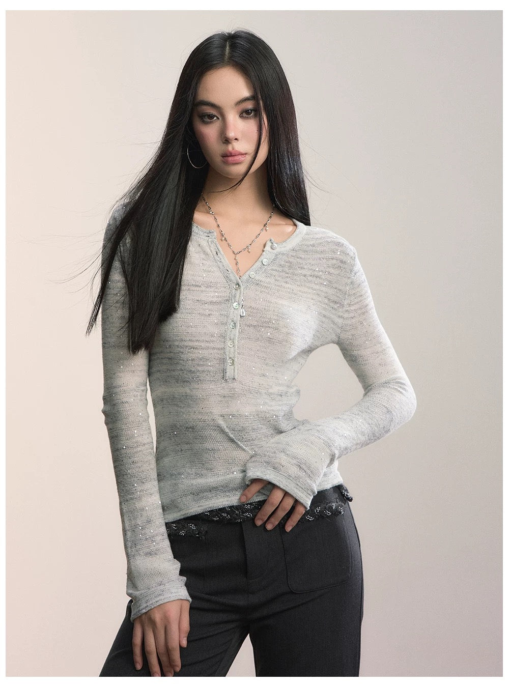 VIA PITTI VIADK619 Sparkling slim knit top