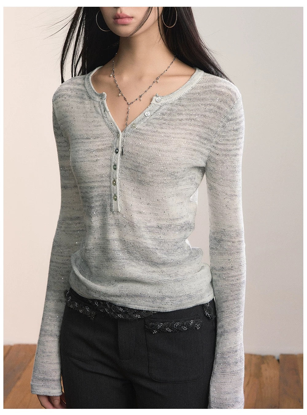 VIA PITTI VIADK619 Sparkling slim knit top