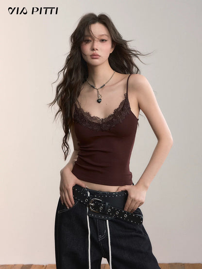 VIA PITTI VIADK654 Splicing lace short camisole