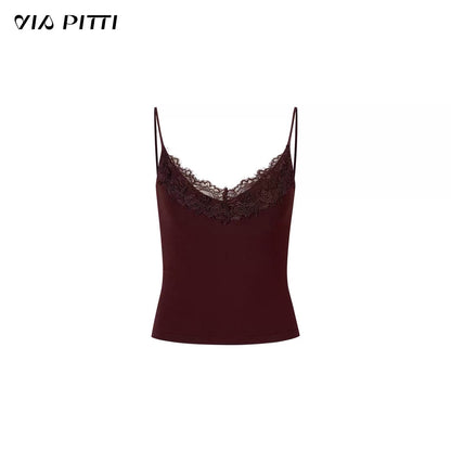 VIA PITTI VIADK654 Splicing lace short camisole