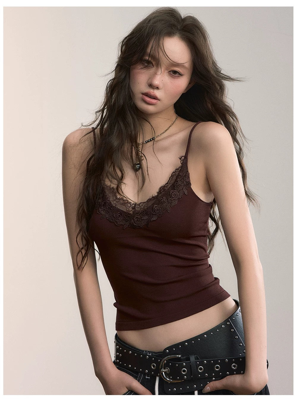 VIA PITTI VIADK654 Splicing lace short camisole