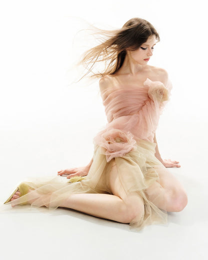 MUST HAVE Pastel mesh wrap dress