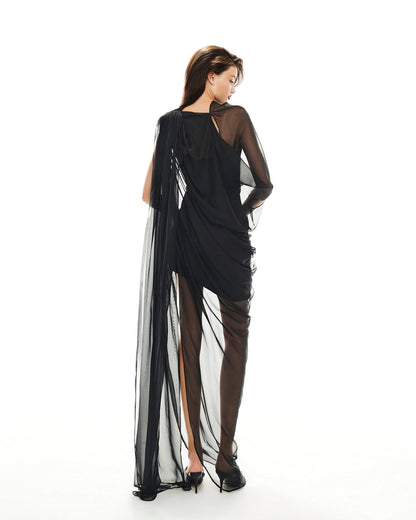 MUST HAVE Sheer-draped maxi dress