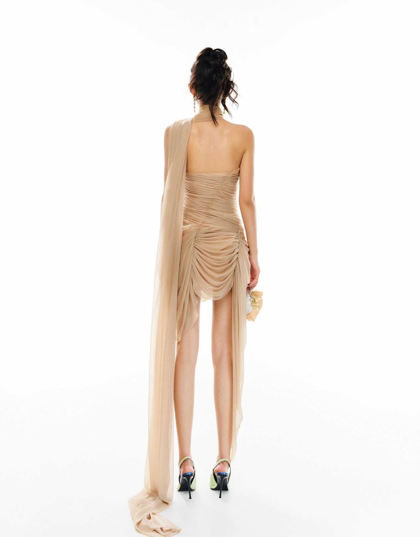 MUST HAVE Pleated wrap draped dress