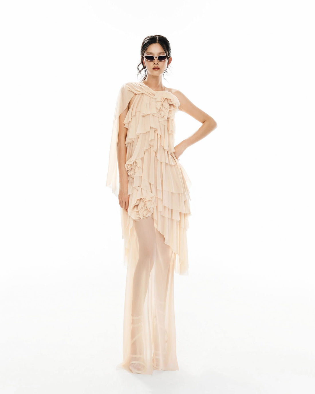 MUST HAVE Tiered one-shoulder maxi dress