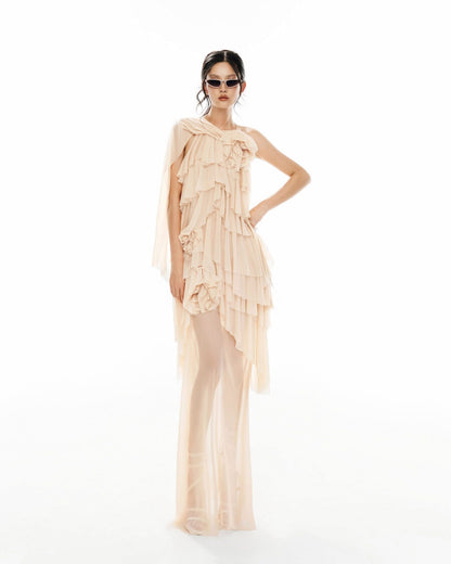 MUST HAVE Tiered one-shoulder maxi dress