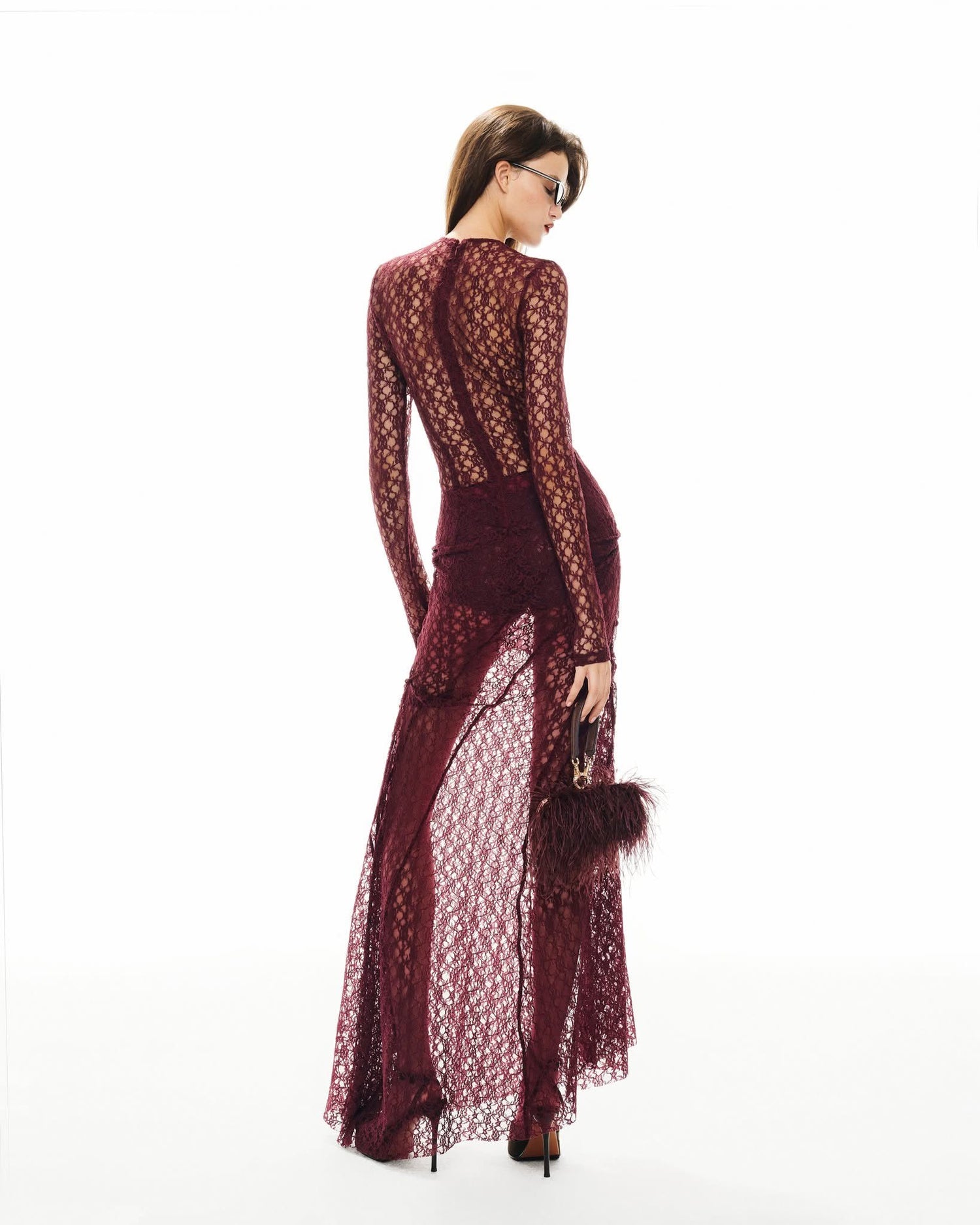 MUST HAVE Wine red lace maxi dress