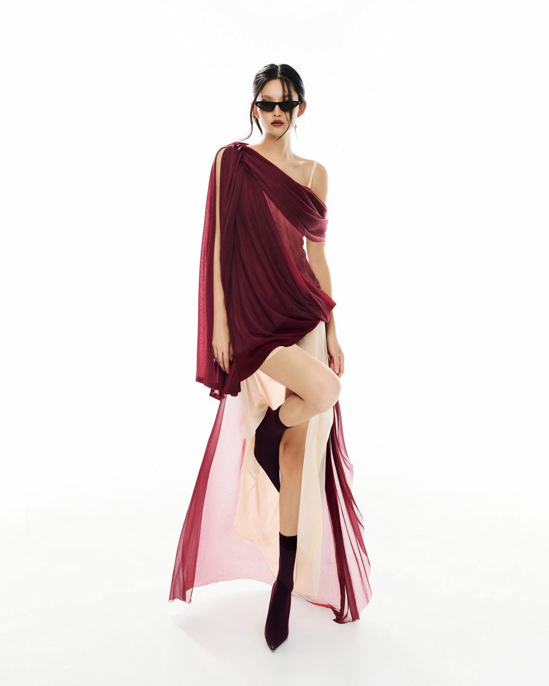 MUST HAVE Asymmetric color-block wrap dress