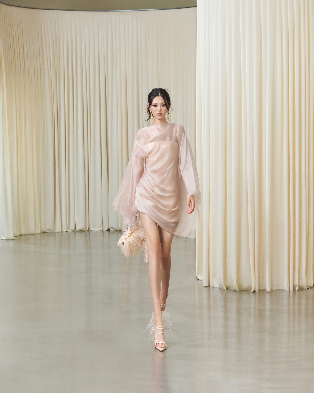 MUST HAVE Silk batwing-sleeve mini dress