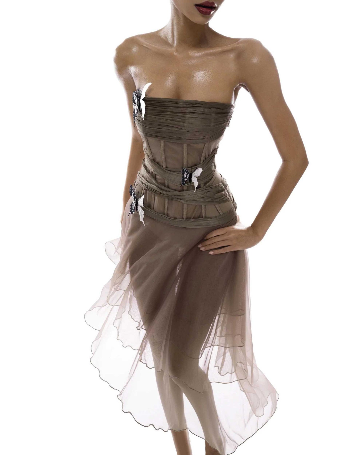 Huelleyrose THEA DRESS WITH BUTTERFLY PINS