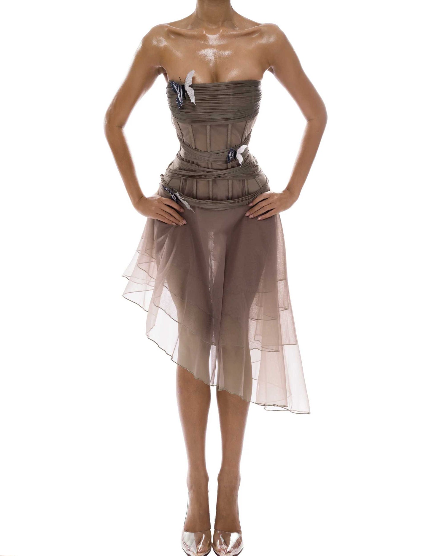 Huelleyrose THEA DRESS WITH BUTTERFLY PINS