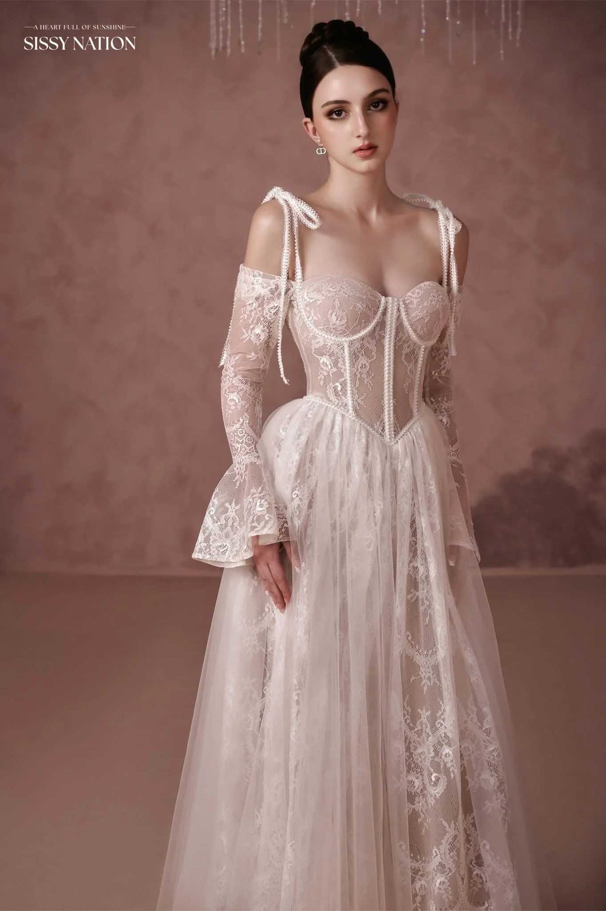 Sissy Nude Lace Clover Midi Dress