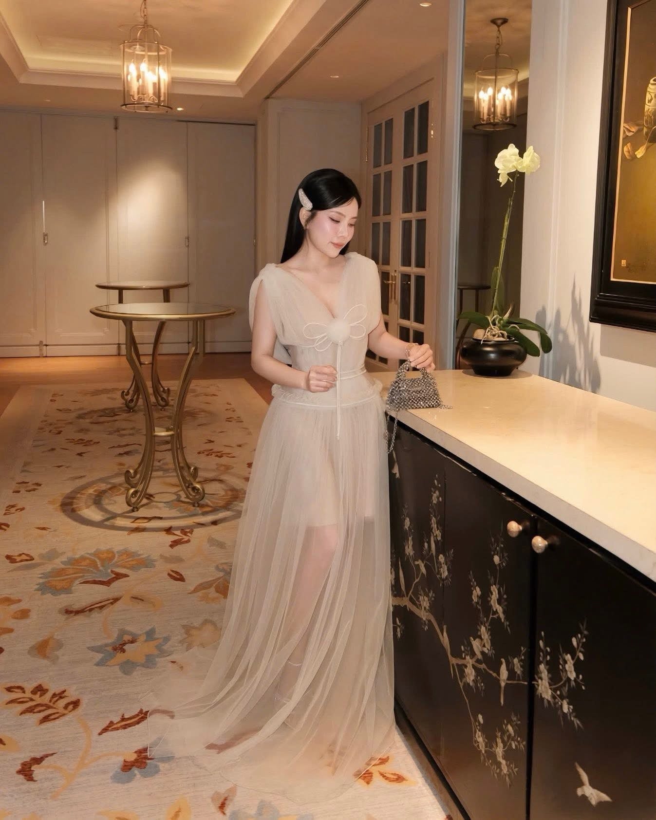 XY Bymyxy Cream bow dress