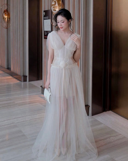 XY Bymyxy Cream bow dress