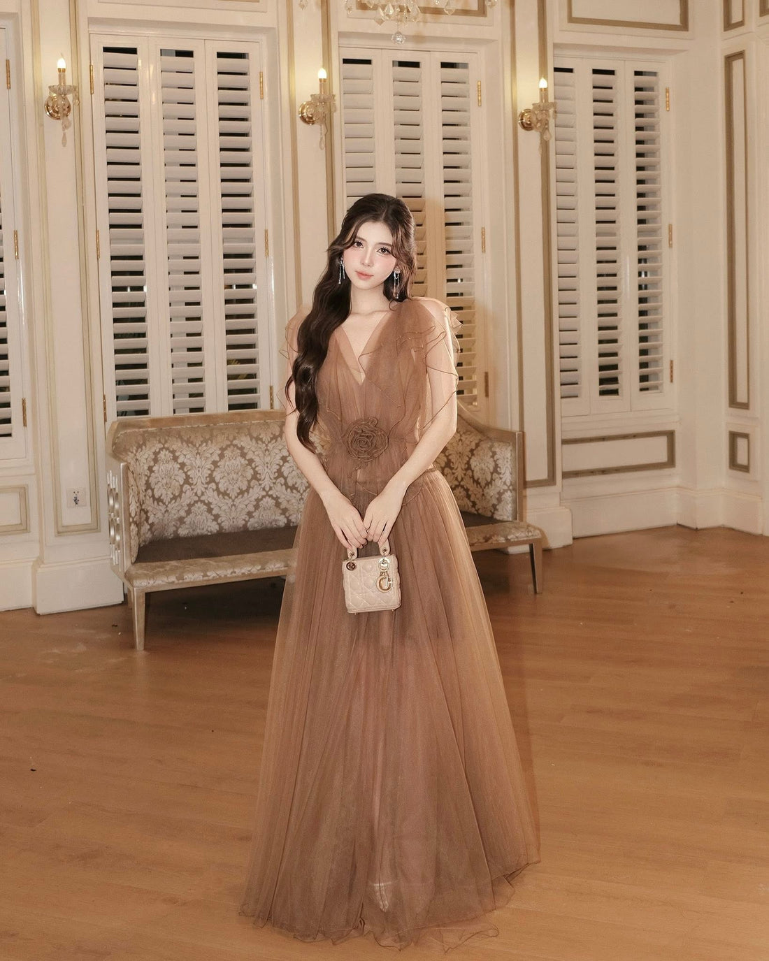 XY Bymyxy Brown V dress