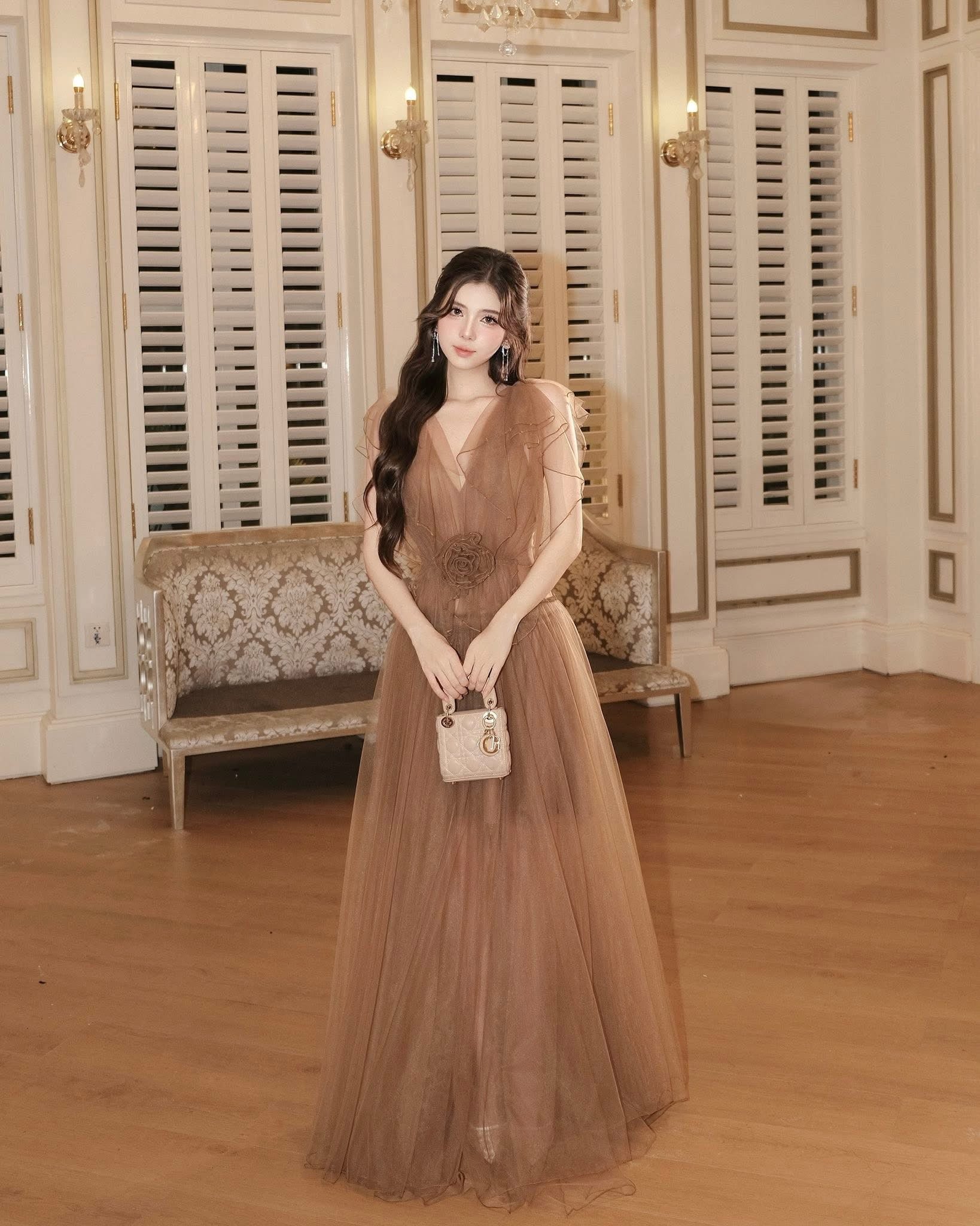 XY Bymyxy Brown V dress