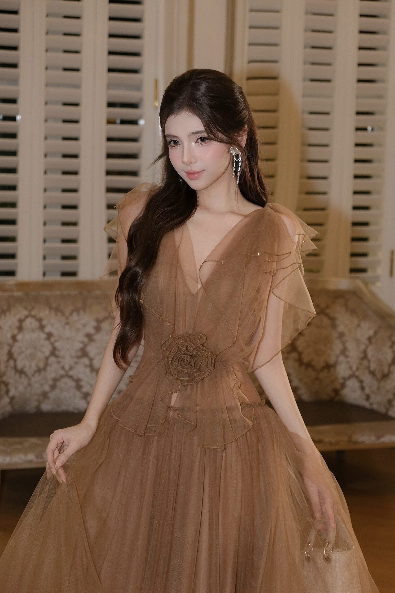 XY Bymyxy Brown V dress