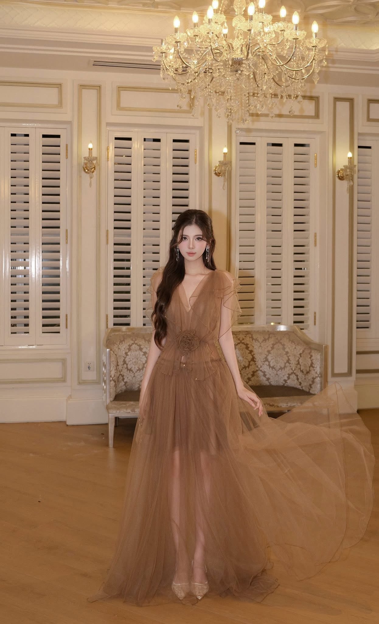 XY Bymyxy Brown V dress
