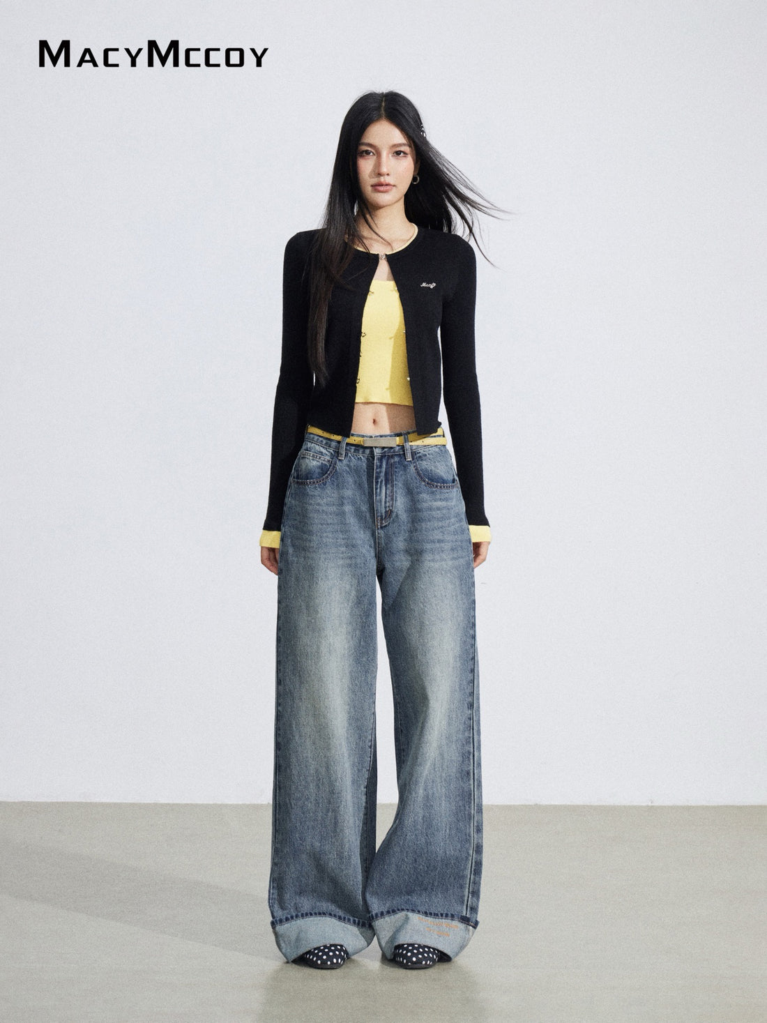 MacyMccoy MMC2026030 Fake two piece contrasting knitted tops