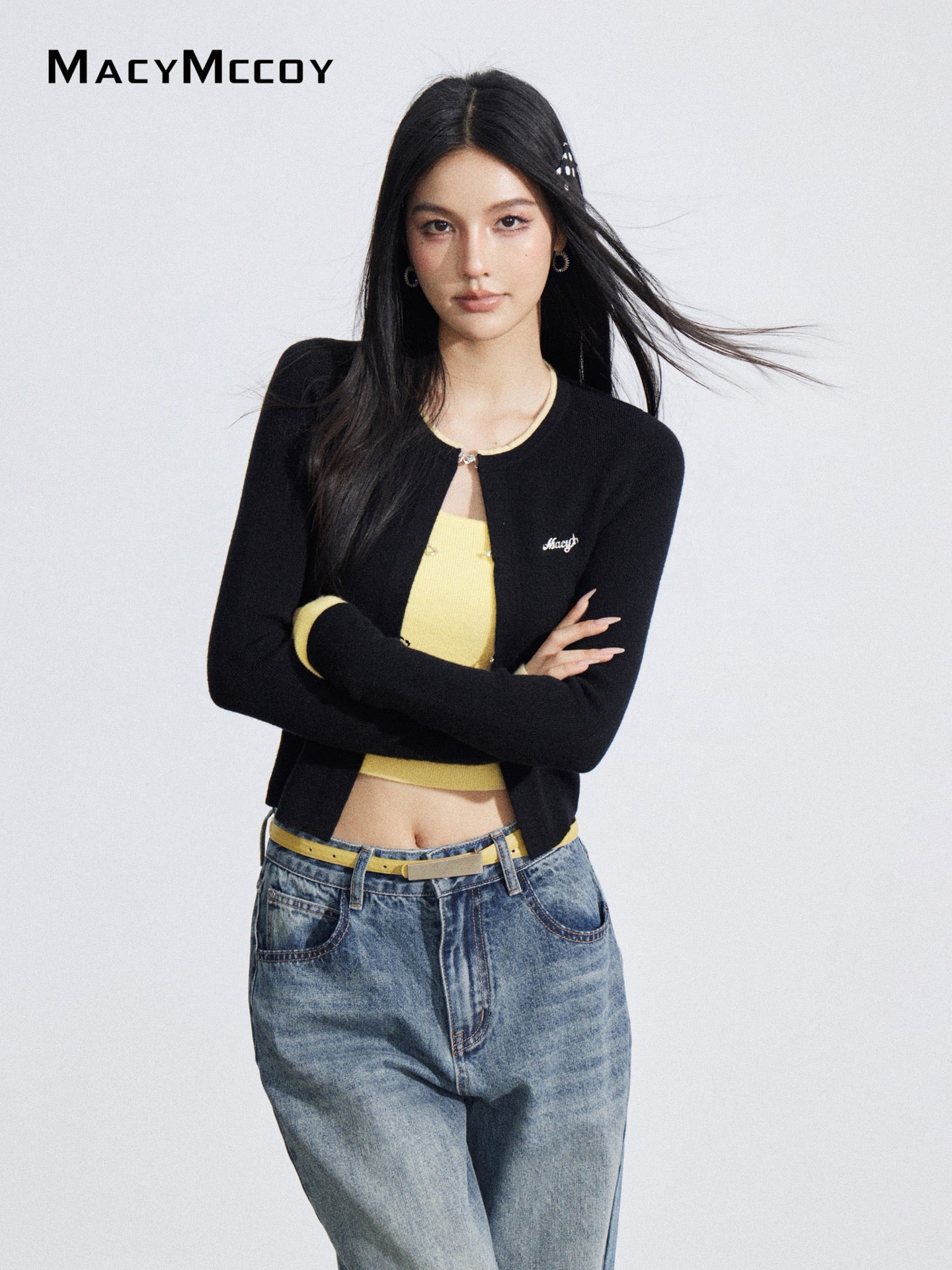 MacyMccoy MMC2026030 Fake two piece contrasting knitted tops