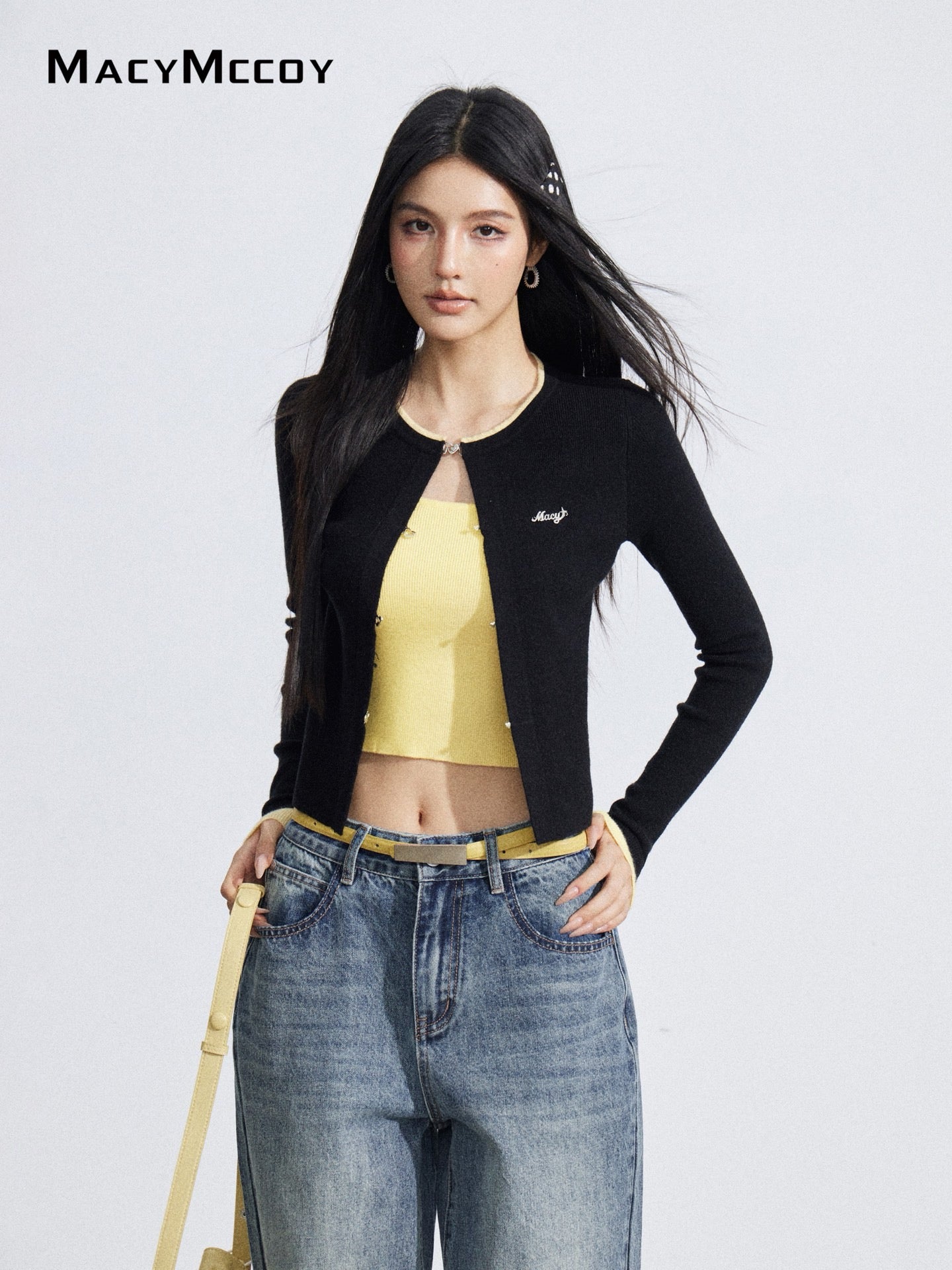 MacyMccoy MMC2026030 Fake two piece contrasting knitted tops