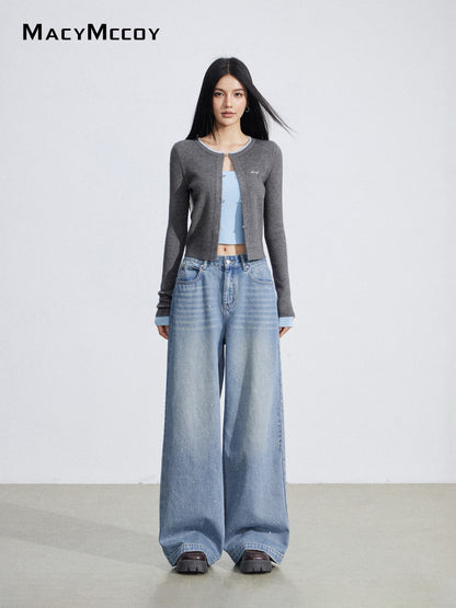 MacyMccoy MMC2026030 Fake two piece contrasting knitted tops