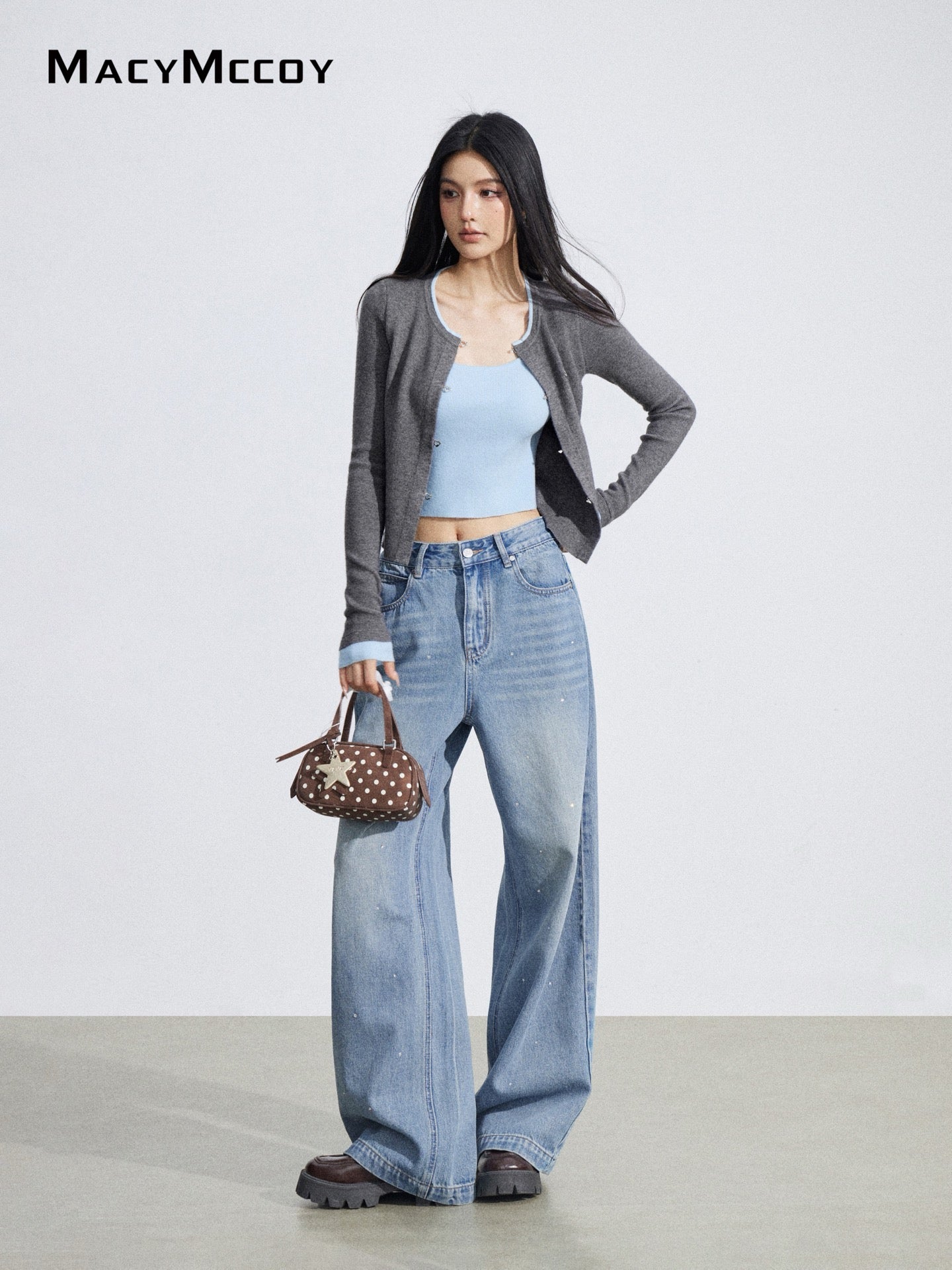 MacyMccoy MMC2026030 Fake two piece contrasting knitted tops
