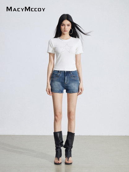 MacyMccoy MMC2026033 Riveted denim shorts