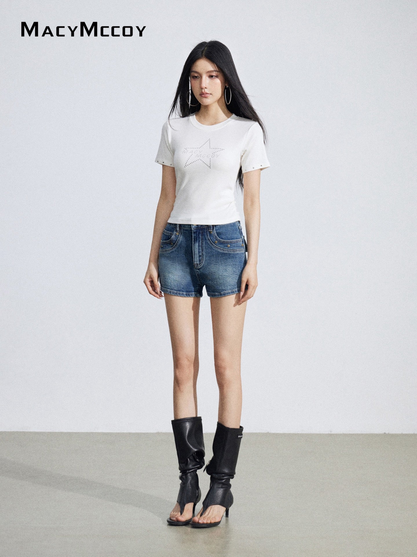 MacyMccoy MMC2026033 Riveted denim shorts