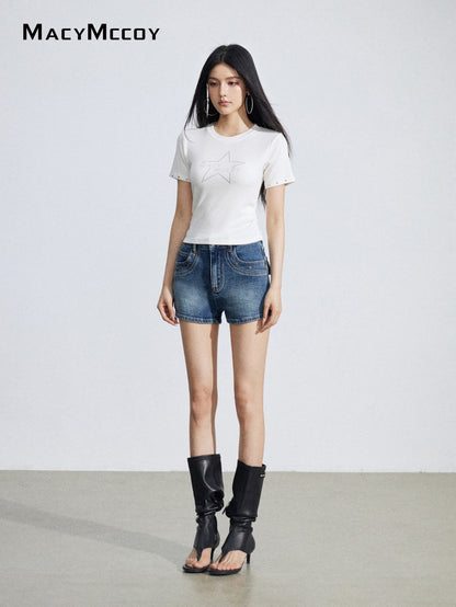 MacyMccoy MMC2026033 Riveted denim shorts